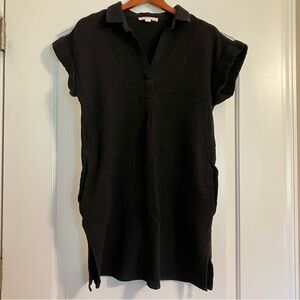 Coastal Comfort Short Sleeve Cotton Gauze Popover Dress Size M Pockets 
Black‎